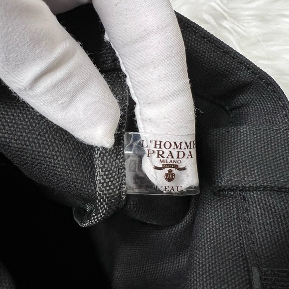 PRADA Beauty L'HOMME Milano L'EAU Black Mini Tote Canvas Bag Box PRADA Logo NWOT - Picture 9 of 17